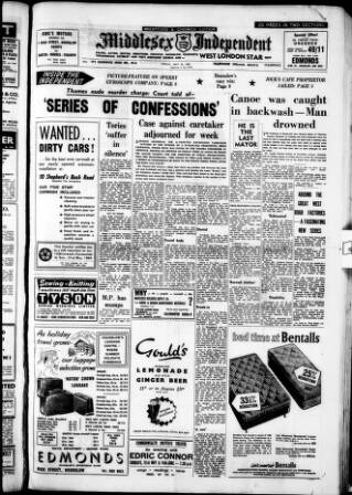 cover page of Middlesex Independent published on May 22, 1964
