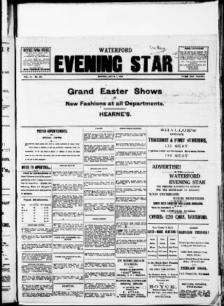 cover page of Waterford Evening Star published on April 1, 1918