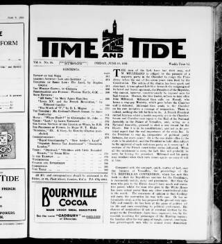 cover page of Time & Tide published on June 13, 1924