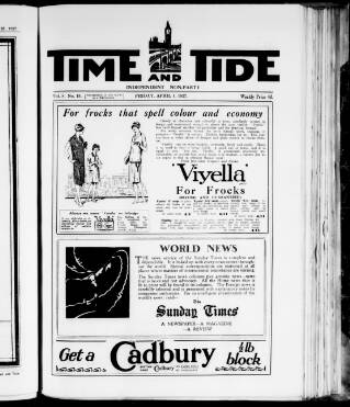 cover page of Time & Tide published on April 1, 1927