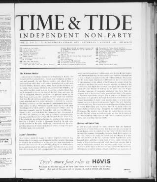 cover page of Time & Tide published on August 2, 1941