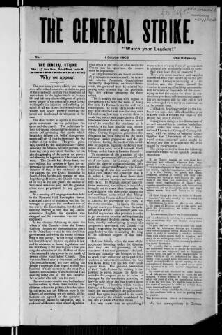 cover page of General Strike published on October 1, 1903