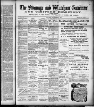 cover page of Swanage and Wareham Guardian published on November 2, 1895