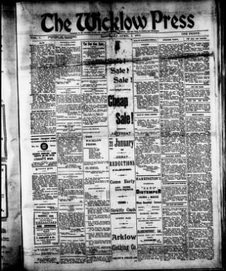 cover page of Wicklow Press published on April 1, 1911