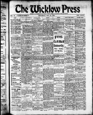 cover page of Wicklow Press published on May 22, 1915