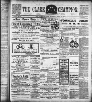 cover page of Clare Champion published on June 13, 1903