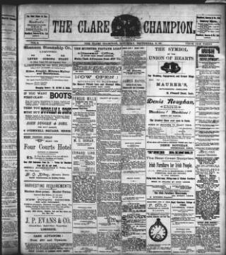 cover page of Clare Champion published on September 28, 1912