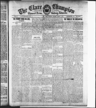 cover page of Clare Champion published on August 2, 1913