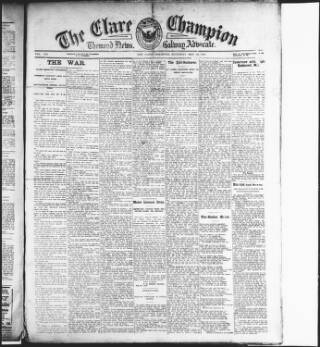 cover page of Clare Champion published on May 22, 1915