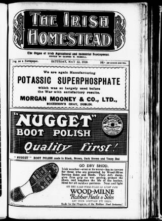 cover page of Irish Homestead published on May 22, 1920