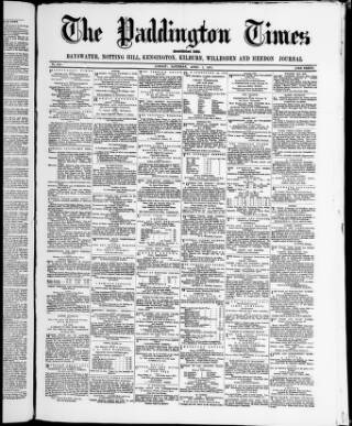 cover page of Paddington Times published on April 1, 1871