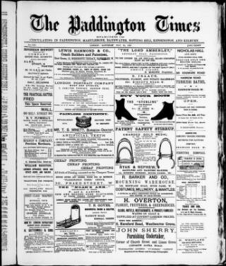 cover page of Paddington Times published on May 22, 1886