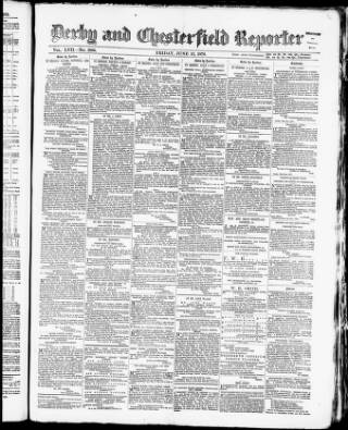 cover page of Derby and Chesterfield Reporter published on June 13, 1879
