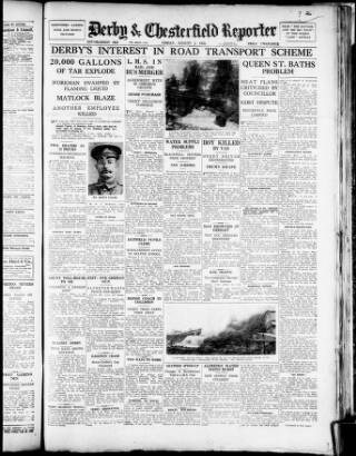 cover page of Derby and Chesterfield Reporter published on August 2, 1929