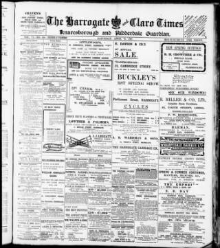 cover page of Harrogate and Claro Times and Knaresborough Guardian published on April 20, 1907