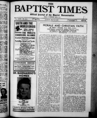 cover page of Baptist Times published on May 22, 1947