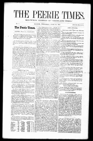 cover page of Peerie Times published on April 29, 1874