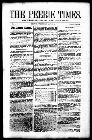 cover page of Peerie Times published on May 27, 1874