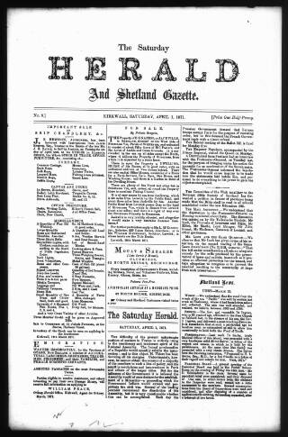 cover page of Northman and Northern Counties Advertiser published on April 1, 1871