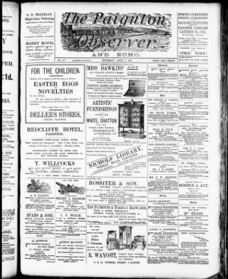 cover page of Paignton Observer and Echo published on April 1, 1909