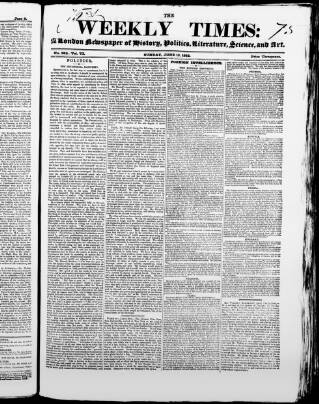 cover page of Weekly Times & Echo (London) published on June 13, 1852