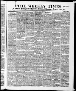 cover page of Weekly Times & Echo (London) published on November 2, 1873