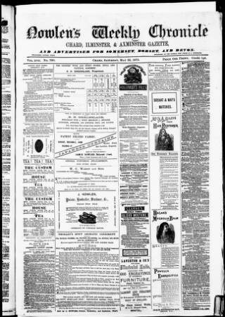 cover page of Nowlen's Weekly Chronicle published on May 22, 1875