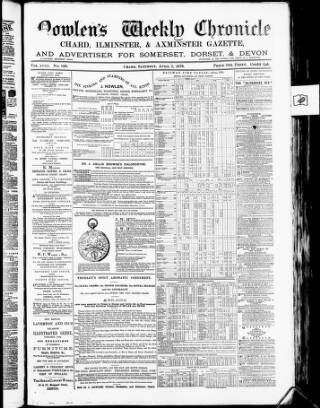 cover page of Nowlen's Weekly Chronicle published on April 1, 1876