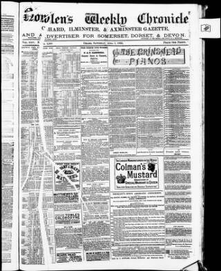 cover page of Nowlen's Weekly Chronicle published on April 1, 1882