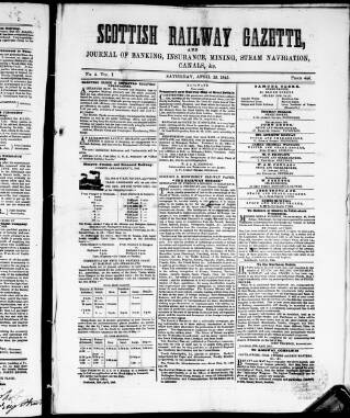 cover page of Scottish Railway Gazette published on April 26, 1845