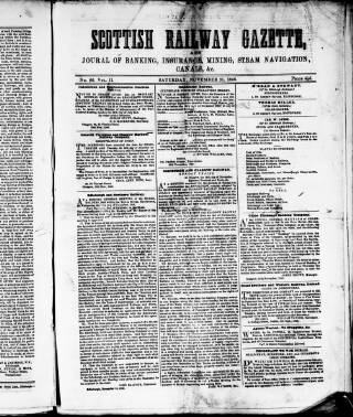 cover page of Scottish Railway Gazette published on November 21, 1846