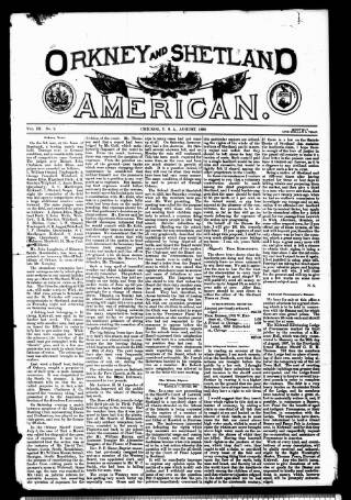 cover page of Orkney & Shetland American published on August 1, 1889