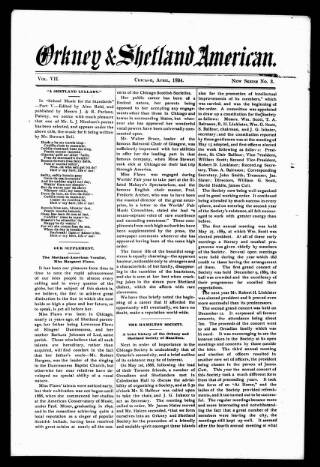cover page of Orkney & Shetland American published on April 1, 1894