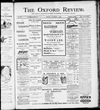 cover page of Oxford Review published on November 2, 1903