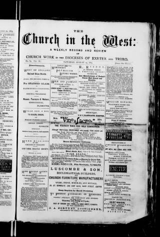cover page of Church in the West published on August 29, 1885