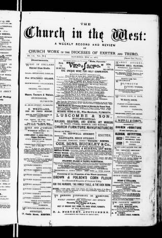 cover page of Church in the West published on May 22, 1886