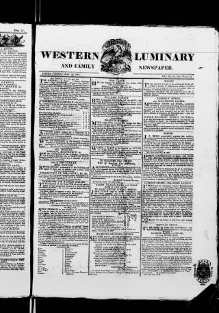 cover page of Flindell's Western Luminary published on May 22, 1827