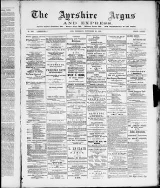 cover page of Ayrshire Express published on November 25, 1886