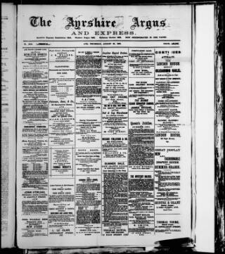 cover page of Ayrshire Express published on August 25, 1887