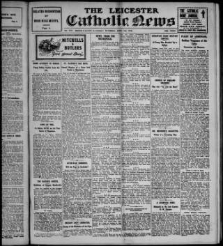 cover page of Leicester Catholic News published on April 1, 1916