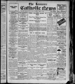cover page of Leicester Catholic News published on August 2, 1930