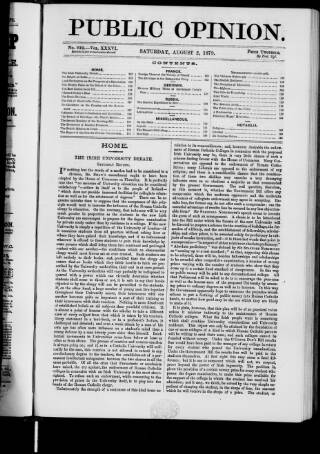 cover page of Public Opinion published on August 2, 1879