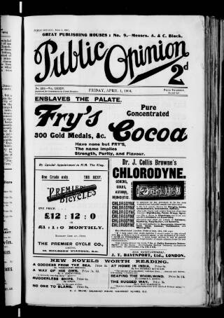 cover page of Public Opinion published on April 1, 1904