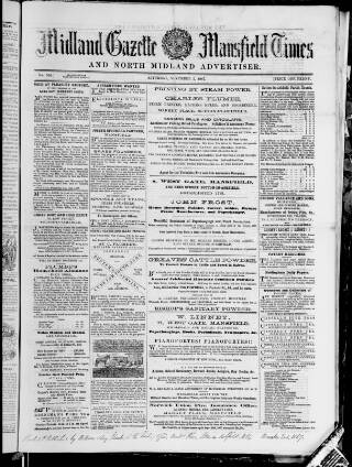 cover page of Midland Gazette and Mansfield Times published on November 2, 1867