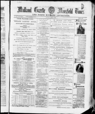 cover page of Midland Gazette and Mansfield Times published on April 1, 1876