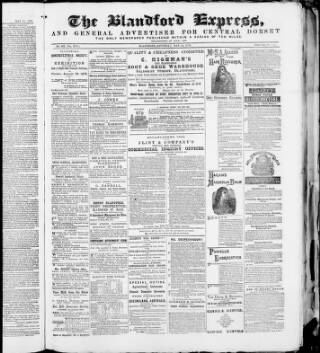 cover page of Blandford Express published on May 22, 1875
