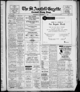 cover page of St. Austell Gazette and Cornwall County News published on November 2, 1949