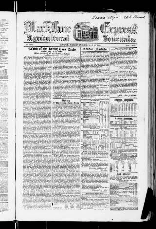 cover page of Mark Lane Express published on May 22, 1854