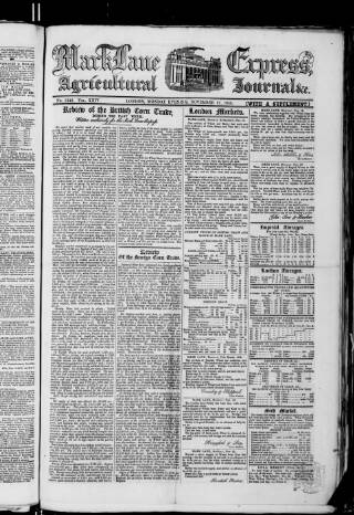 cover page of Mark Lane Express published on November 12, 1855