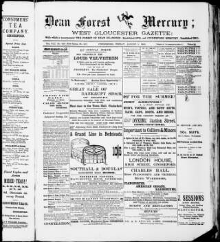 cover page of Dean Forest Mercury published on August 2, 1889